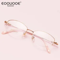 New Women Titanium Eyeglasses Half Frame Prescription Myopia Reading Glasses LIGHTWEIGHT Optics Ocular Prescription Lenses