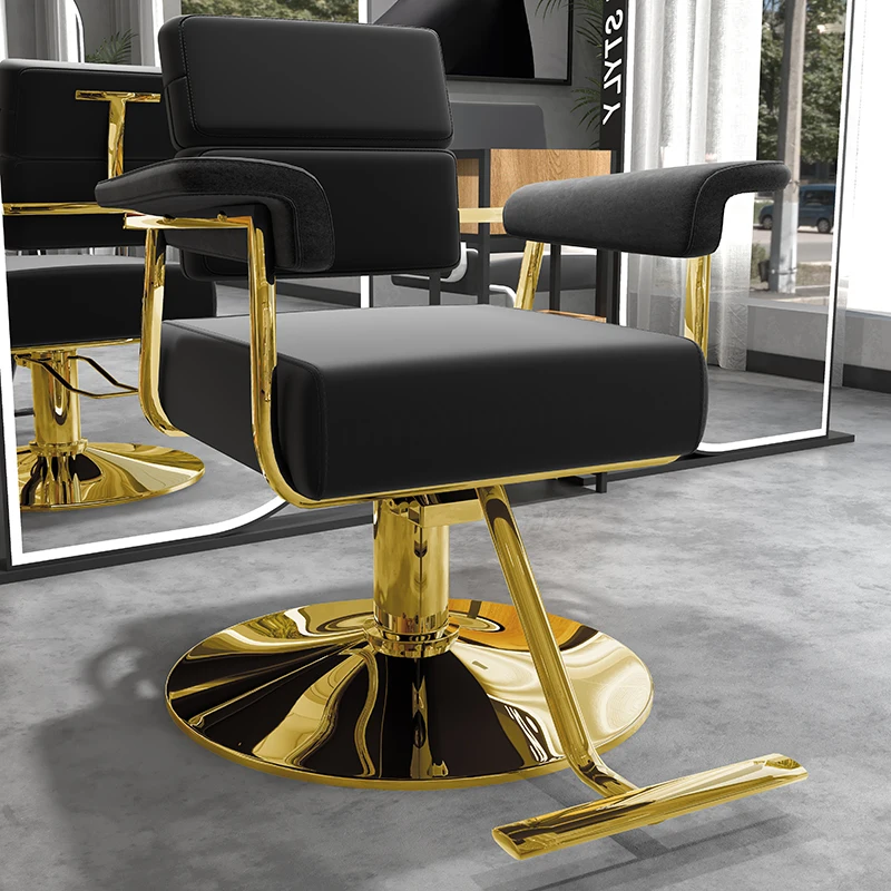 

Hairdressing Gold Salon Chair Luxury Swivel Barbershop Professional Beauty Barber Chair Makeup Cadeira De Barbeiro Furniture