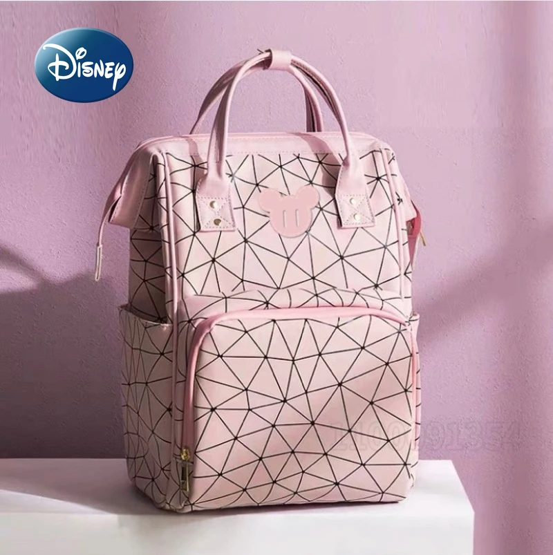 Nueva bolsa de pañales de Mickey de Disney, mochila de marca de lujo, tendencia de moda, bolsa de bebé, bonita bolsa de pañales para bebé de dibujos