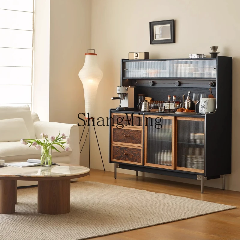 

SM high-end solid wood dining side against the wall integrated locker retro living room simple tea coffee cabinet