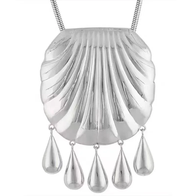 

Европейское и американское преувеличенное большое ожерелье с подвеской в форме ракушки — уникальное и высококачественное, подходит для повседневного ношения