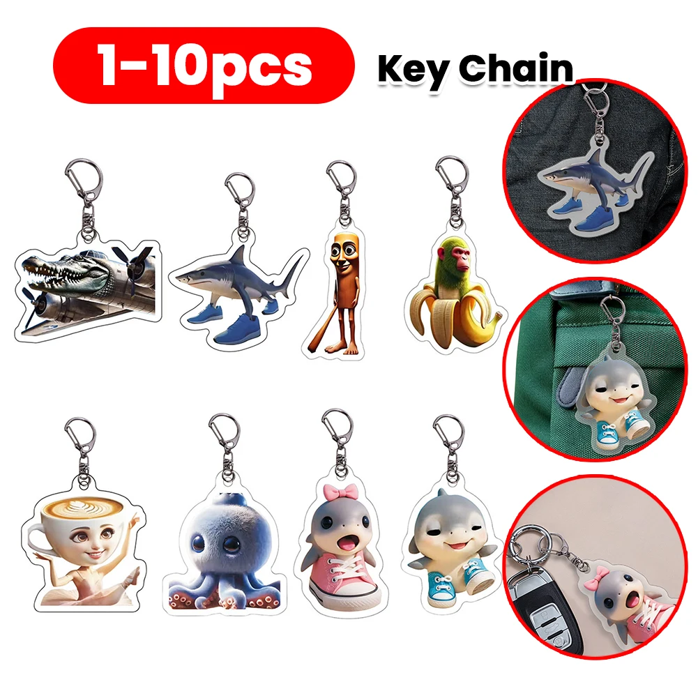 

Creative Animals 2D Flat Acrylic Keychain Backpack Pendant Cartoon Pendant Fans Gift