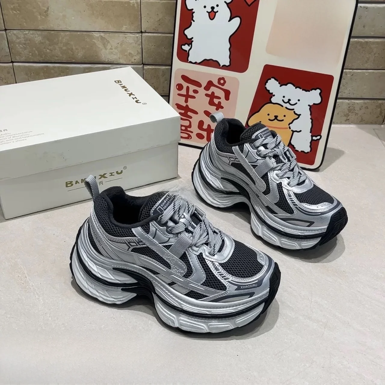 

Bamouxue Faion Dad oes Color Rubbing Worn out Spring New Sle Women's Sports oes Trendy Four Seasons Single oes