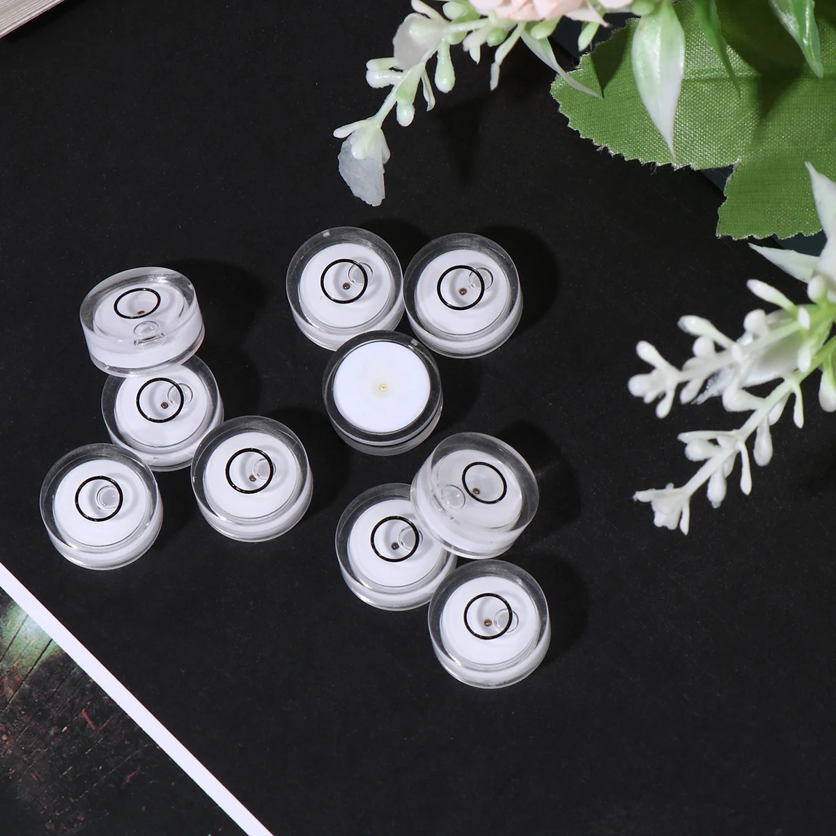 

16pcs Universal 15Mm Diameter 6Mm Height Bubble Level For Horizontal Surface Adjustment Circular Spirit Level Tool Drawing