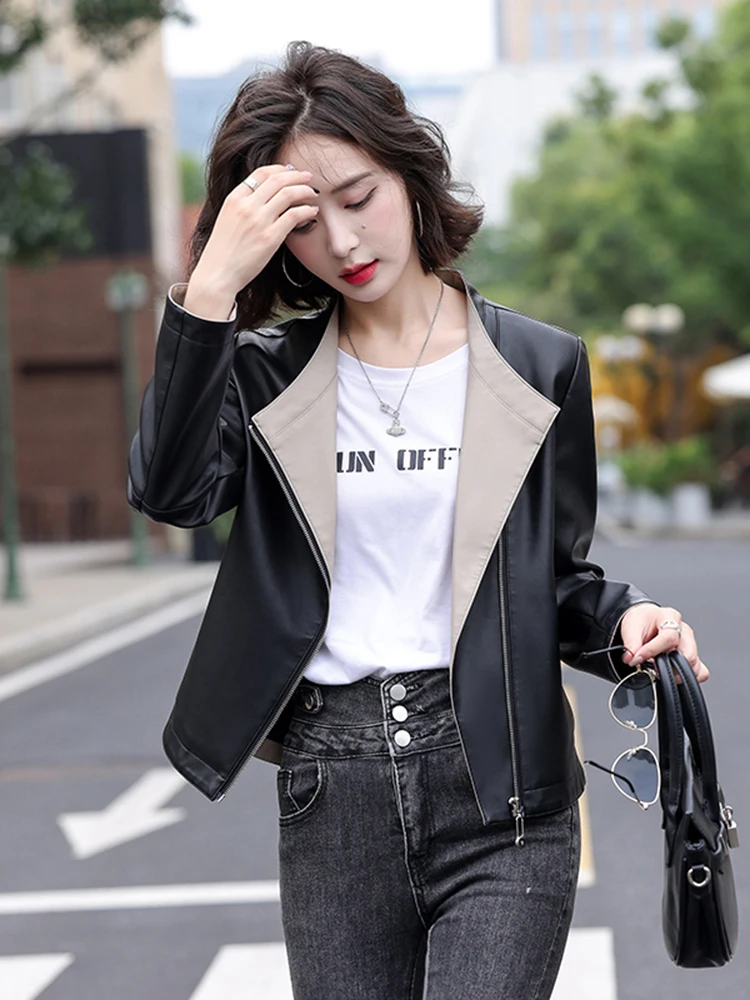   Ning Jaet in vera pelle da donna ort Sle 2025 autunno inverno nuovo casual colletto alla coreana eepskin Biker Coat