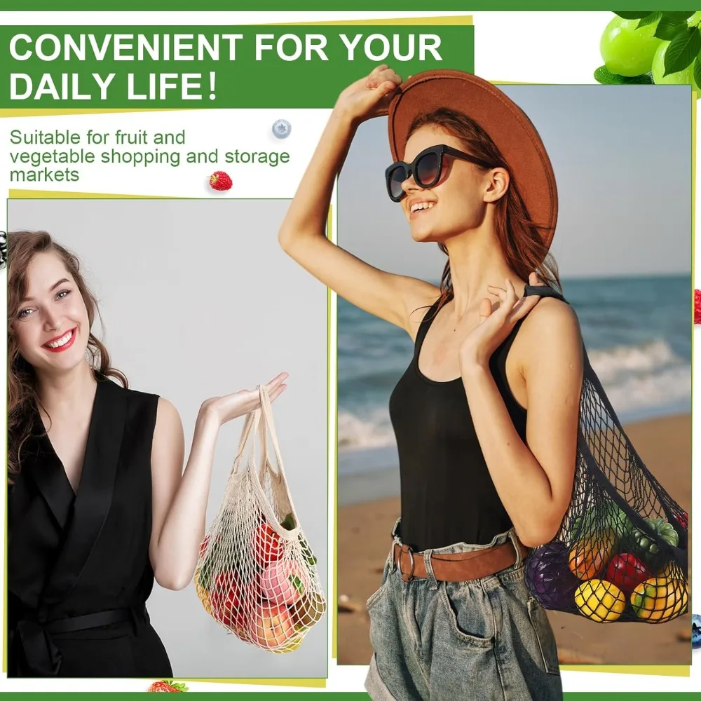 再利用可能なコットンメッシュ製品バッグ、バルクパック、マーケット、食料品、トート、洗えるショッピング、ビーチオーガナイザー、バルク食品用メッシュバッグ