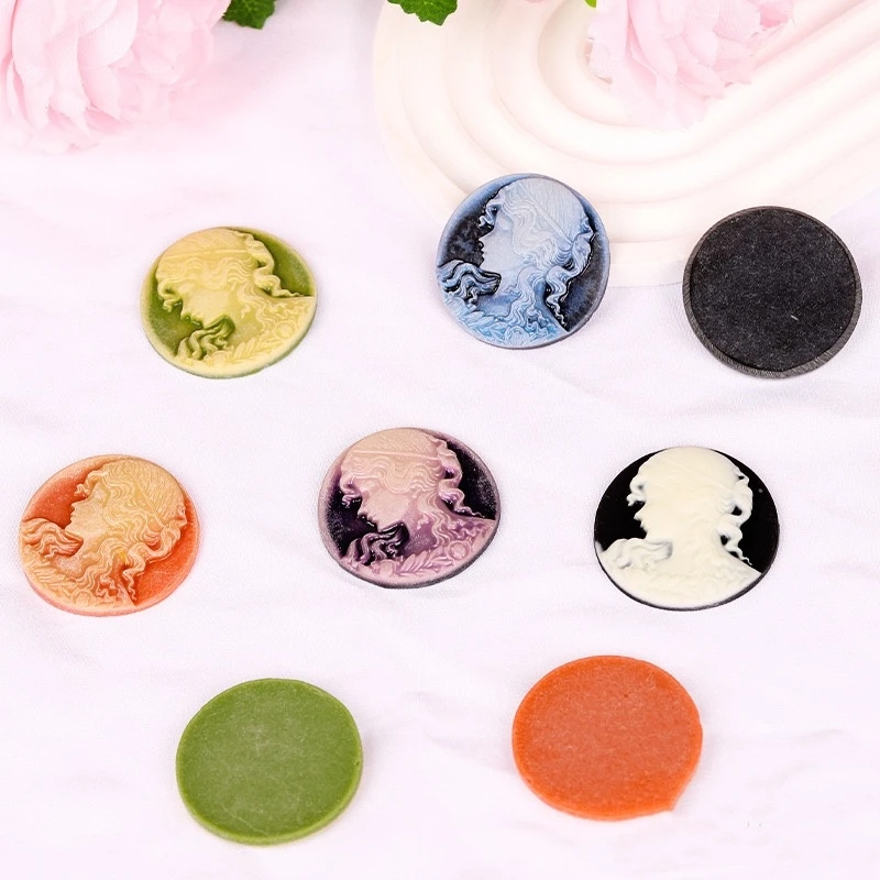 Wholesale 50pcs/lot color print cartoon girls pattern geometry rounds shape resin cabochon beads diy jewelry accessory