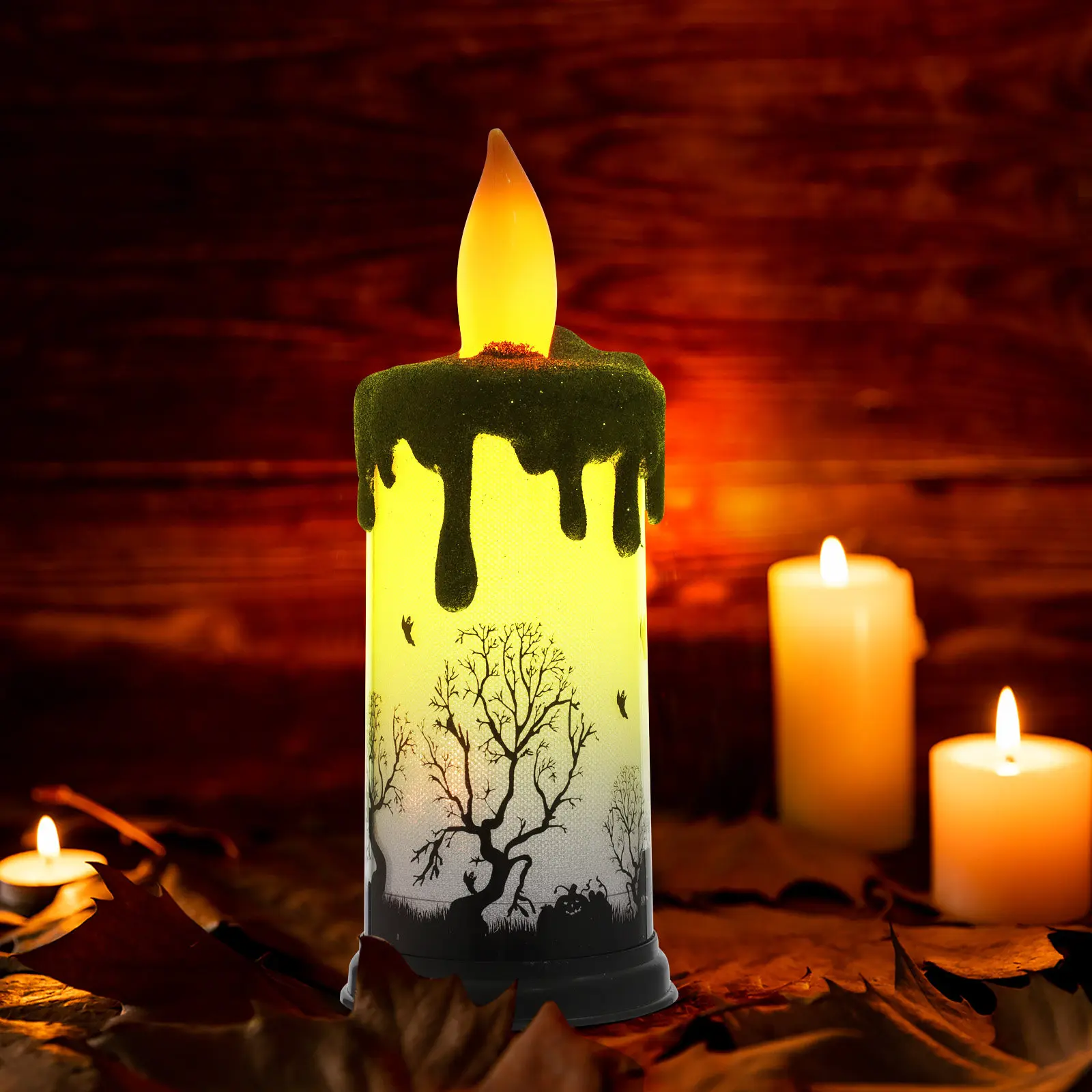 1Pcs Decorative LED Light Flameless Smokeless Battery Operated Night Lamp Halloween Party Haunted House