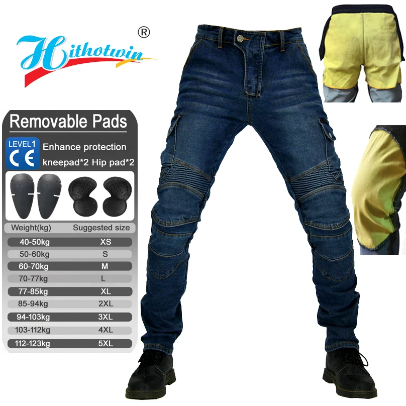 

Men's Aramid Motorcycle Jeans Abrasion Resistant Protective Pants for Motocross Racing Spring and Autumn Riding Gear
