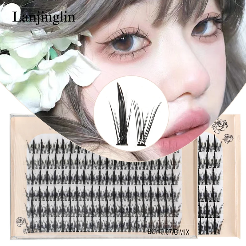 Individual Lashes 6 Rows 246 Bundles Cluster Spikes Lash Wispy Premade Russian Natural Fluffy False Eyelashes Makeup Tool Lashes