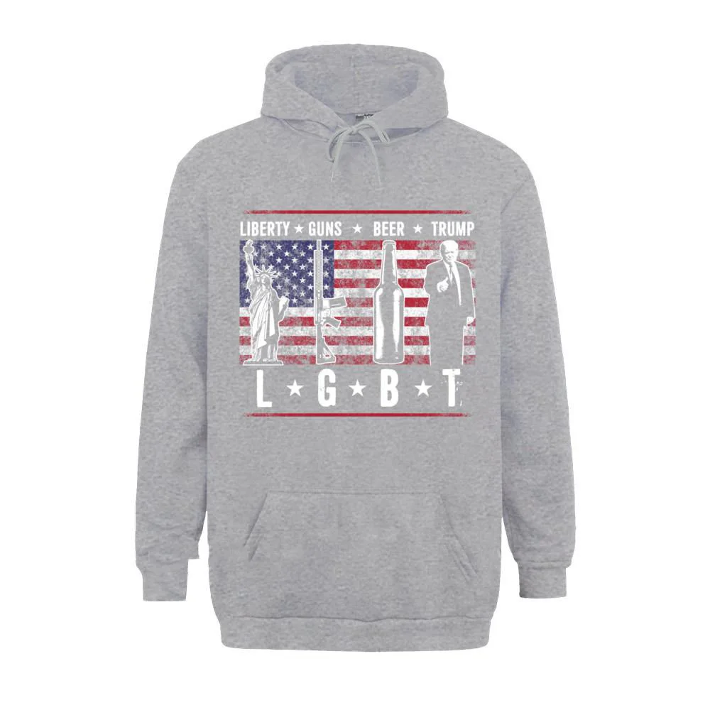 Liberty Guns Beer Trump Shirt LGBT Parody Funny Trump SweaHarajuku Hooded Hoodies Graphic Casual Cotton Mens Long Sleeve Custom