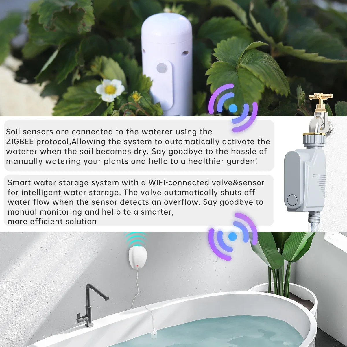 ZigBee Wifi Garten Bewässerungs timer Smart Sprinkler Tropf bewässerungs system eingebauter Wasser durchfluss Rekorder Wasser regler Tuya