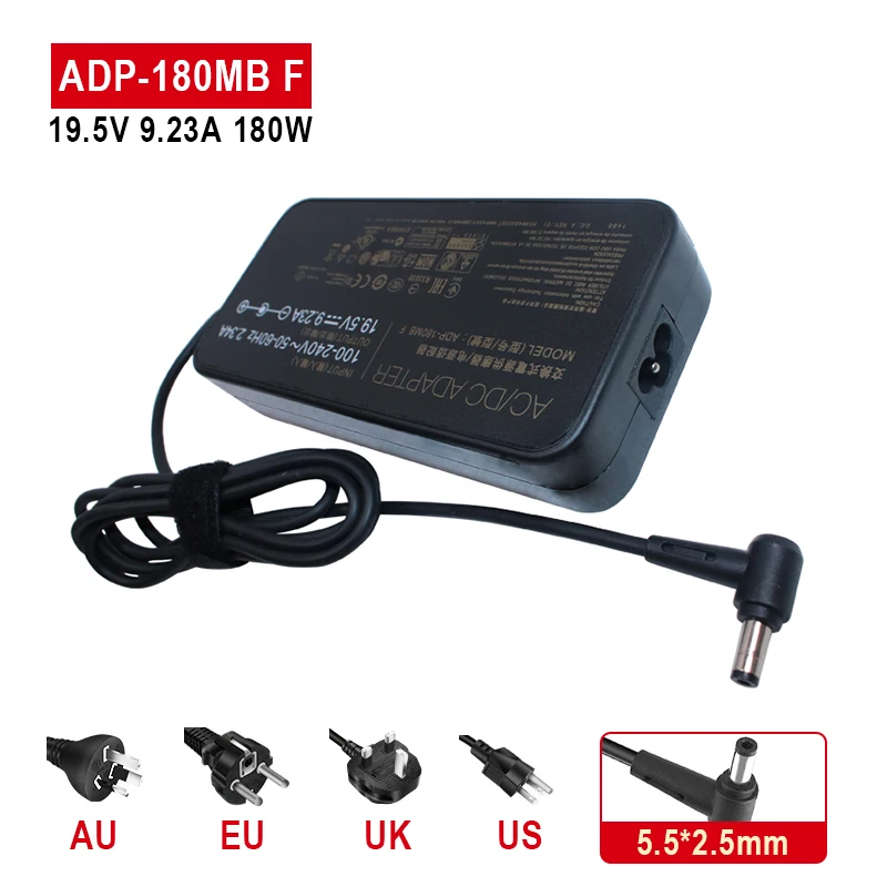19.5V 180W Laptop AC Power Adapter Charger for ASUS ROG G75 G75VW GL502VT GL502V G75VX GL502 G750JMN 5.5*2.5mm Plug Size