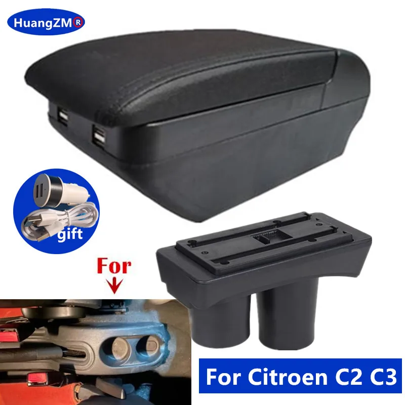 Für Citroen C2 Armlehnenbox, für Citroen C2 C3 Auto-Armlehnen-Aufbewahrungsbox, spezielles Nachrüstzubehör für den Innenraum ﻿