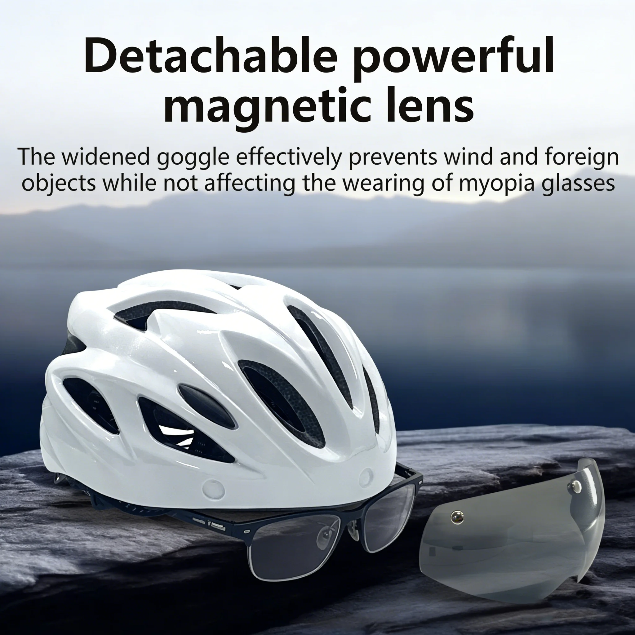 Cycling Cap Professional Cycling Helmet Magnetic Suction Goggles Integrated Molding Men's Women's Outdoor Sports Equipment