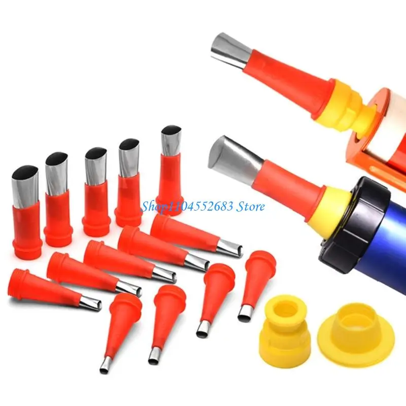 Y6GD MultiSize Caulking Nozzle Set Stainless Steel Construction With Plastic Base Durability Sealant Application Accessories