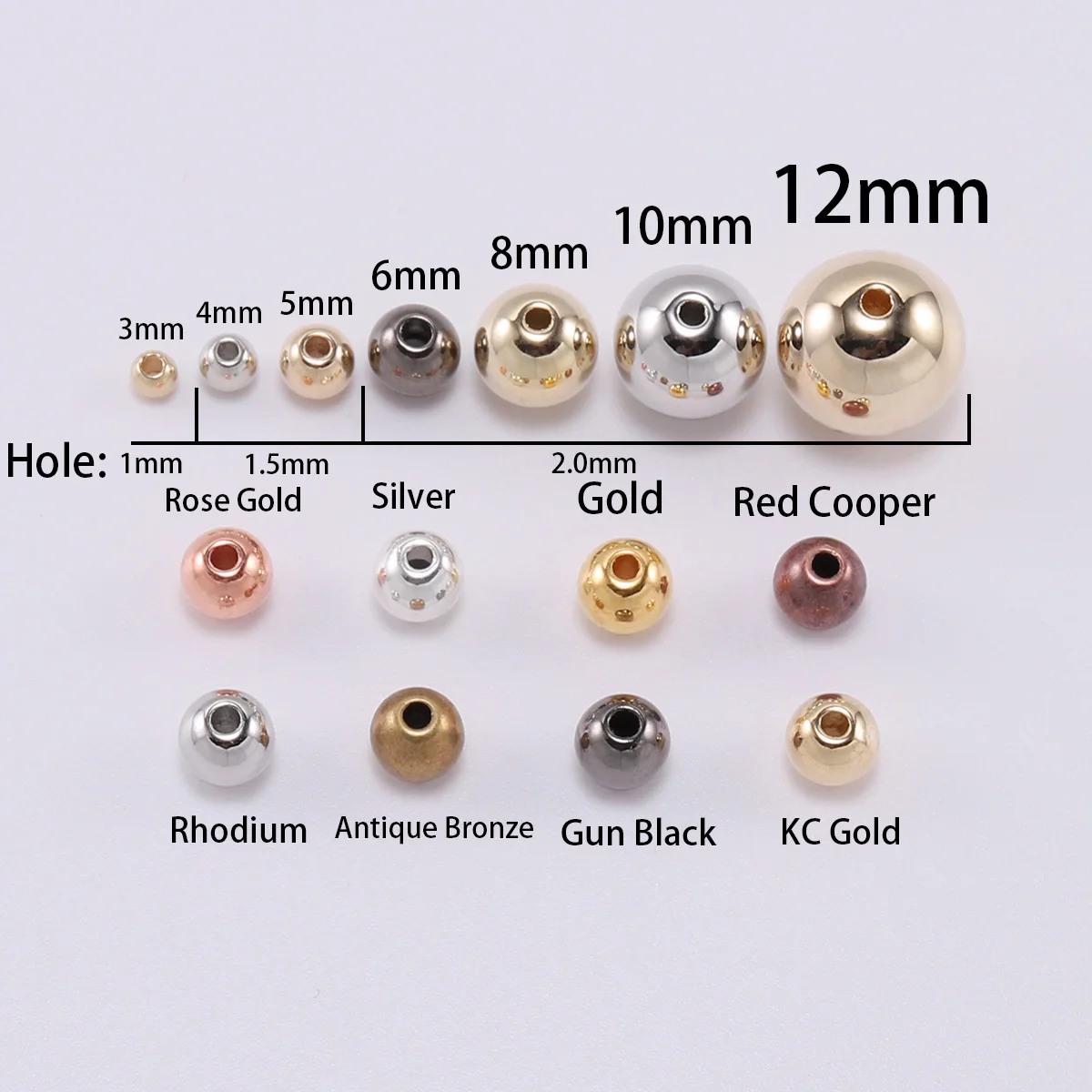 30-400 sztuk/partia 3-12mm złoty kolor okrągły koralik dystansowy końcówka kulista CCB koraliki dla bransoletki naszyjnik DIY akcesoria do wyrobu biżuterii — zdjęcie 3