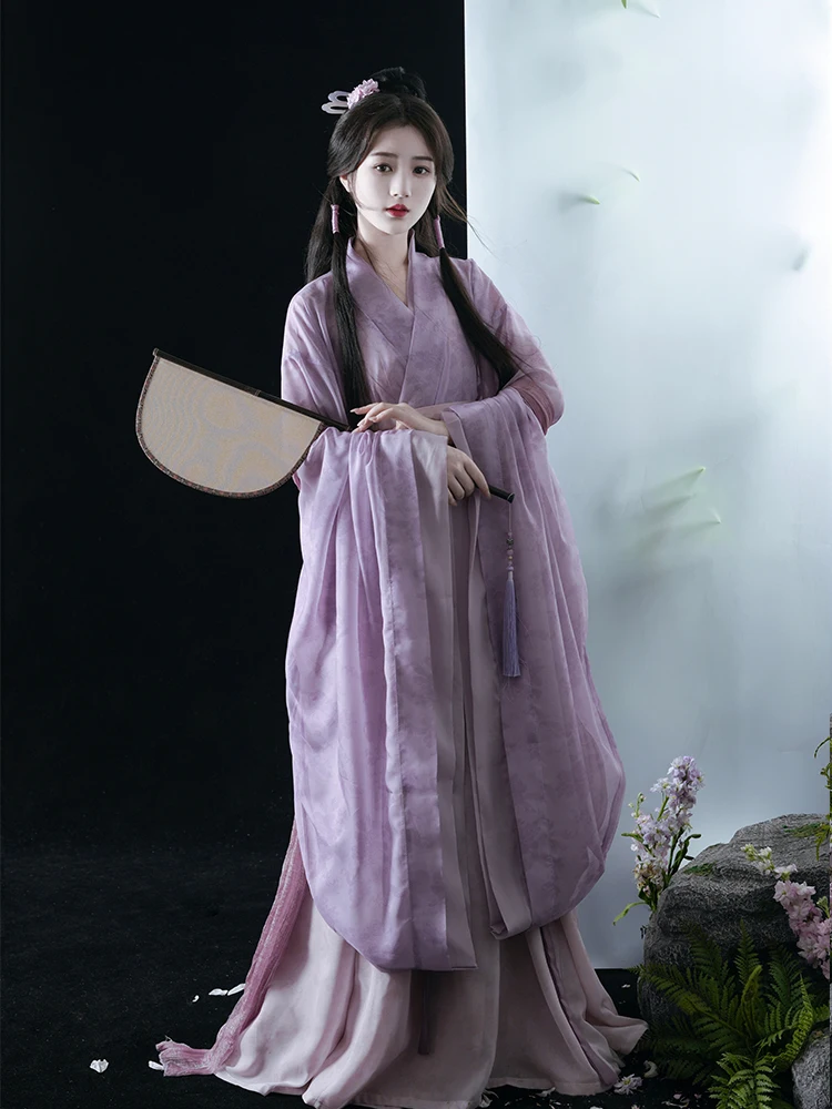 女性の漢服ドレス魏と晋スタイルクロスカラー長袖中国風 8 ピーススカート古代衣装コスプレ