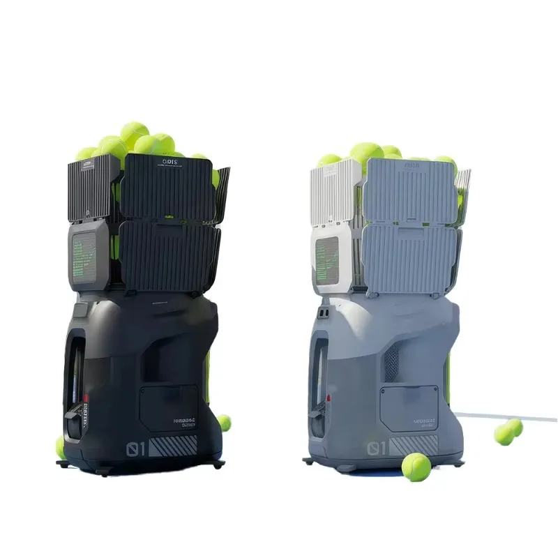 

Airo Wholesale High Speed 75mph for Intelligent Tennis Ball Machine With APP and Voice Control Battery Powered ABS Black White