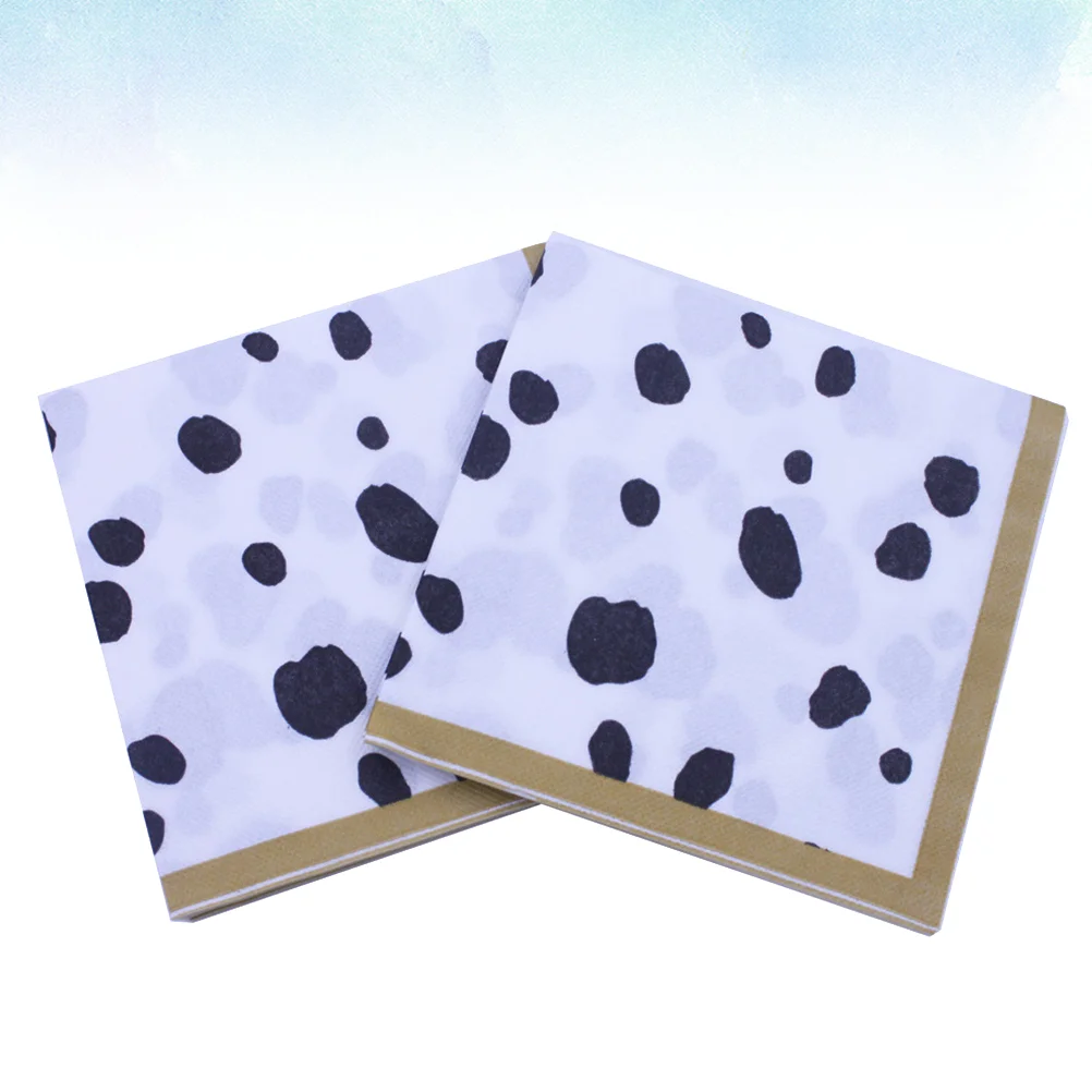 

40 Sheets Cartoon Animal Napkins Decorative Cow Pattern Printed Tissue Napkin Party Decor (40 Sheets/Pack)