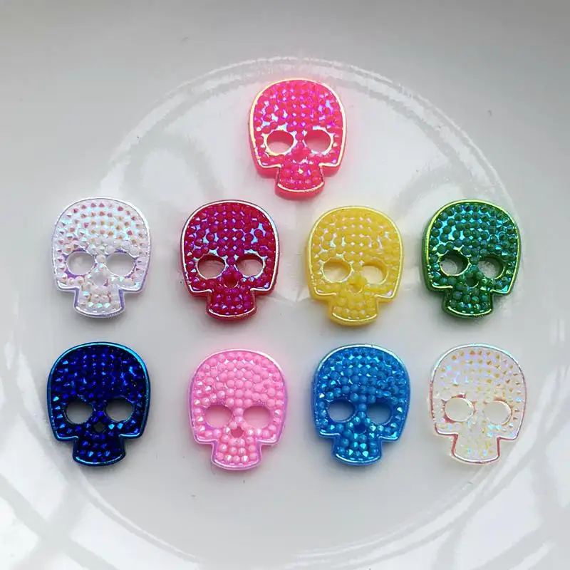 40 pieces of skull resin flat back Rhinestone craft scrapbooking DIY decorative accessories phone flat back