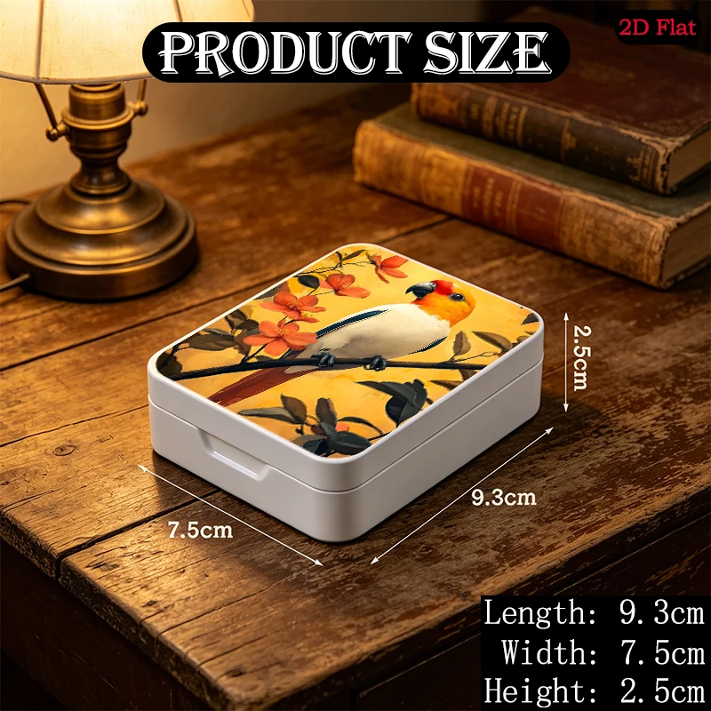 Sunset Parrot with Orange Blossoms Theme Portable Anti-rust Flip Top Tin Box, UV Printed Custom Pattern Metal Tin Box