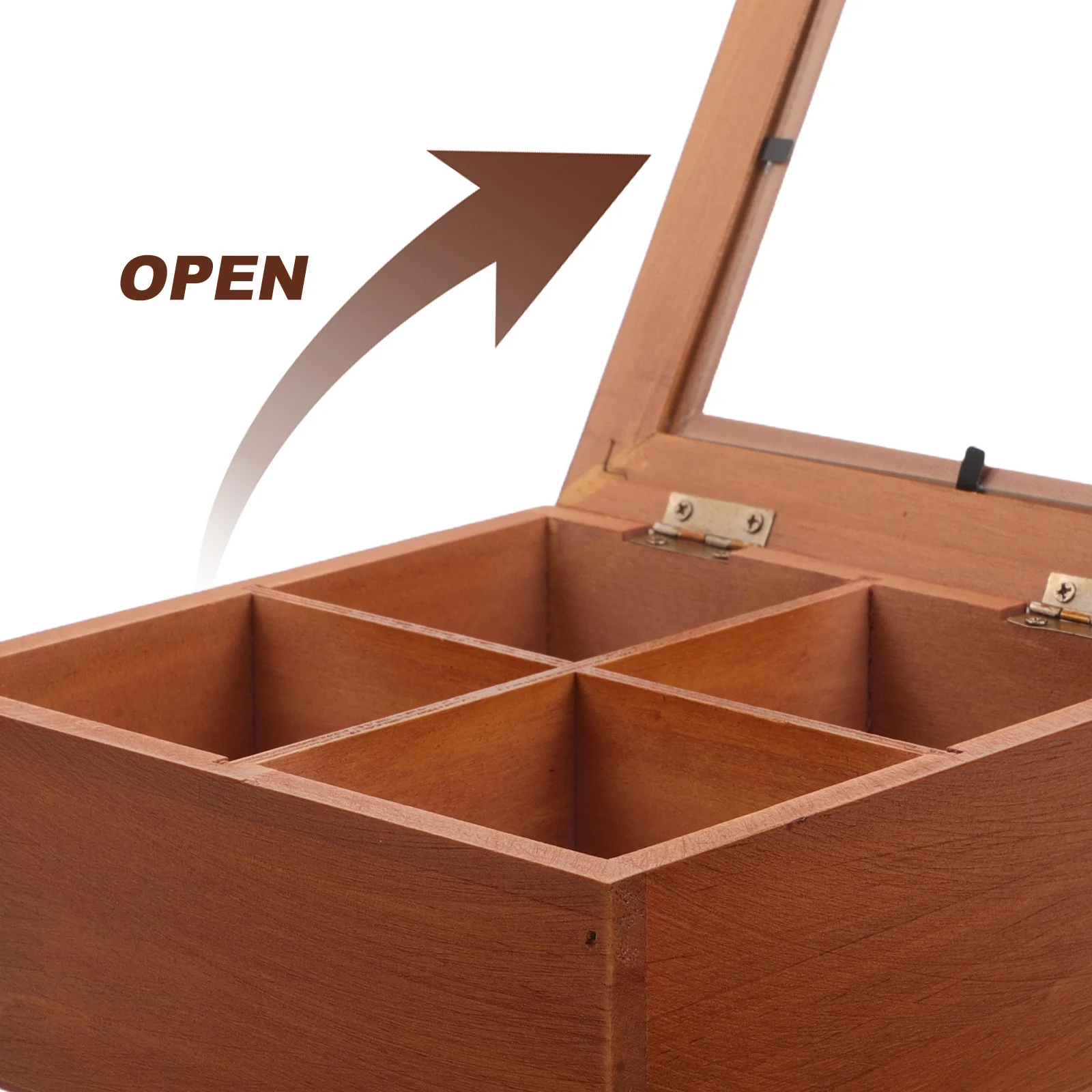 4 Compartment Solid Wood Storage Box Vintage Glass Lid Jewelry Organizer Case Rustic Wooden Display Chest For Trinkets Rings