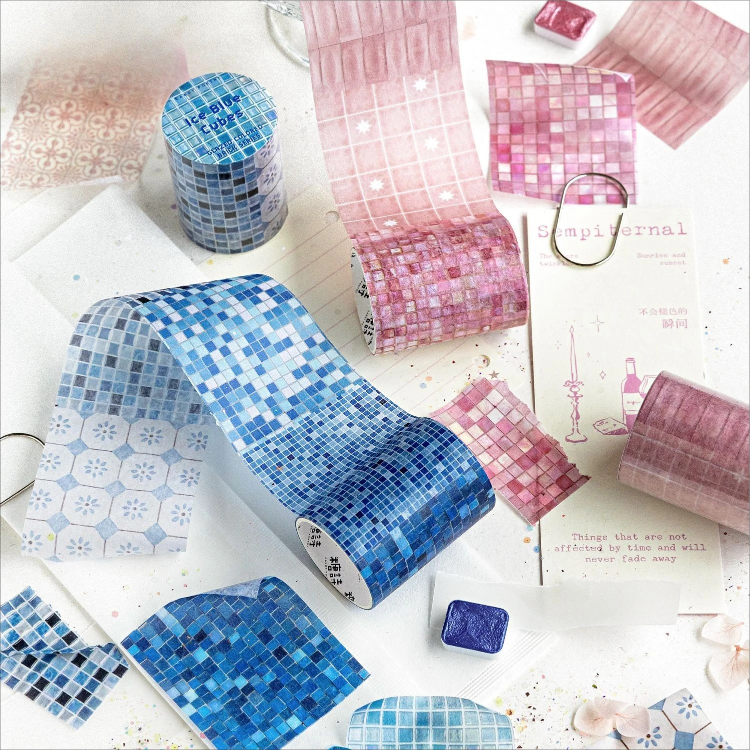 50mm*200cm Vintage Colorful Bricks Gird Landscape Washi Tape Creative DIY Journal Material Collage Scrapbooking Stationery image 4
