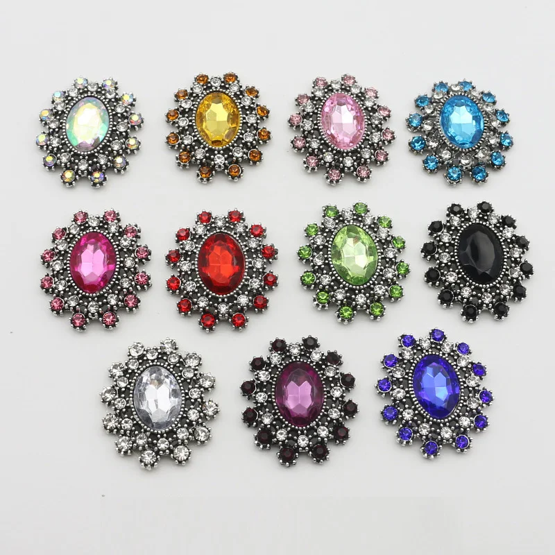 

10 шт. 25*28 мм красочные стразы овальная цветочная тарелка с бриллиантами и пуговицами DIY одежда ручной работы аксессуары для волос ювелирные украшения 493