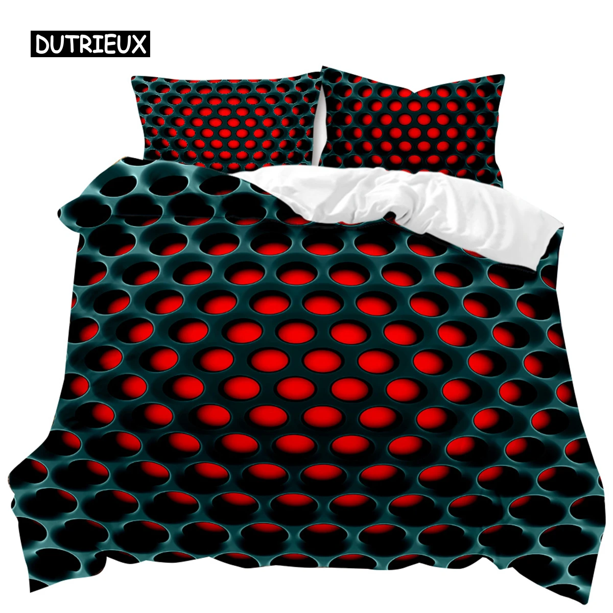 Honeycomb Hole Duvet Cover Set, Geometric Print Twin Bedding Set, Stereoscopic Dense Hole Warmly Queen Size Qulit Cover