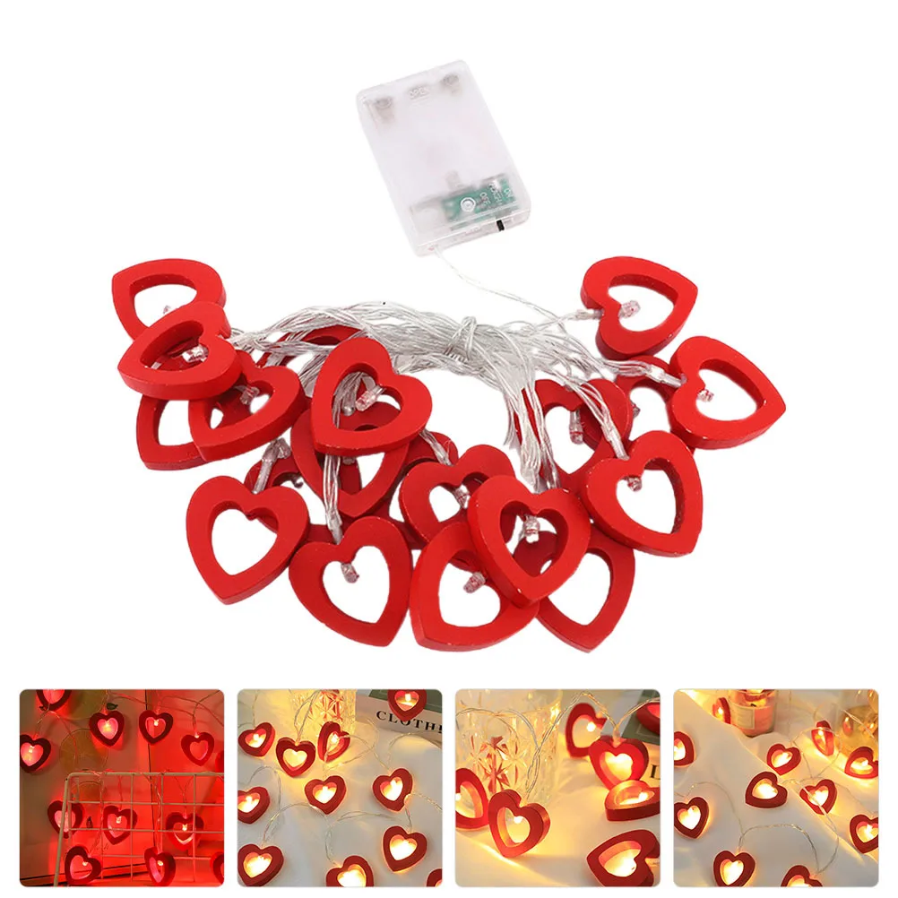 3 متر 20 المصابيح Led القلب سلسلة ضوء بالطاقة أضواء الجنية الداخلية لعيد الحب ديكور حفل زفاف الديكور الخشبي #4