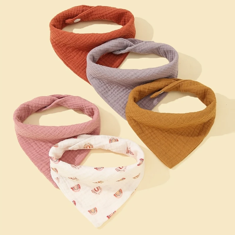 2024 New 5Pcs Muslin Kerchief Baby Face Towel Wash Cloth Burp Cloths Neck Scarf Headscarf