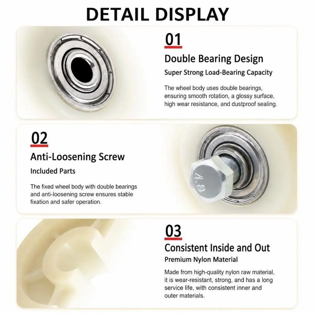 PU Nylon Caster Wheel High Load Capacity Double Bearings Replacement Wheel Wear Resistance Roller Wheel Furniture Application