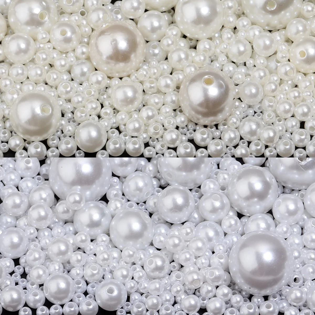 10-1000 pièces avec trou ABS perles d'imitation perles blanches perles en vrac pour la fabrication de bijoux collier à faire soi-même perles à coudre à la main