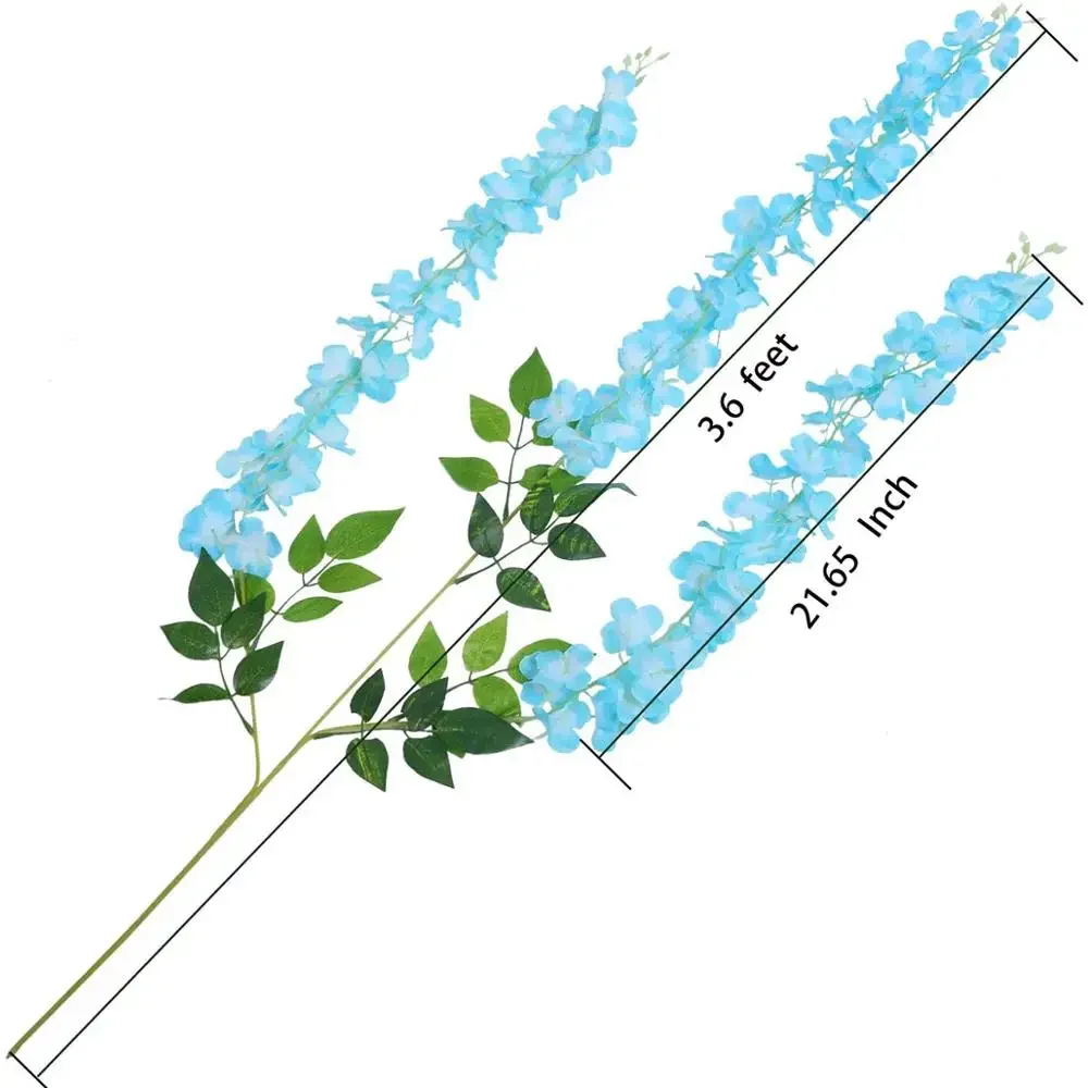 12PCS/SET Wisteria Artificial Flowers 110cm Silk Vine Hanging Flower for Wedding Garden Floral DIY Living Room Office Decor