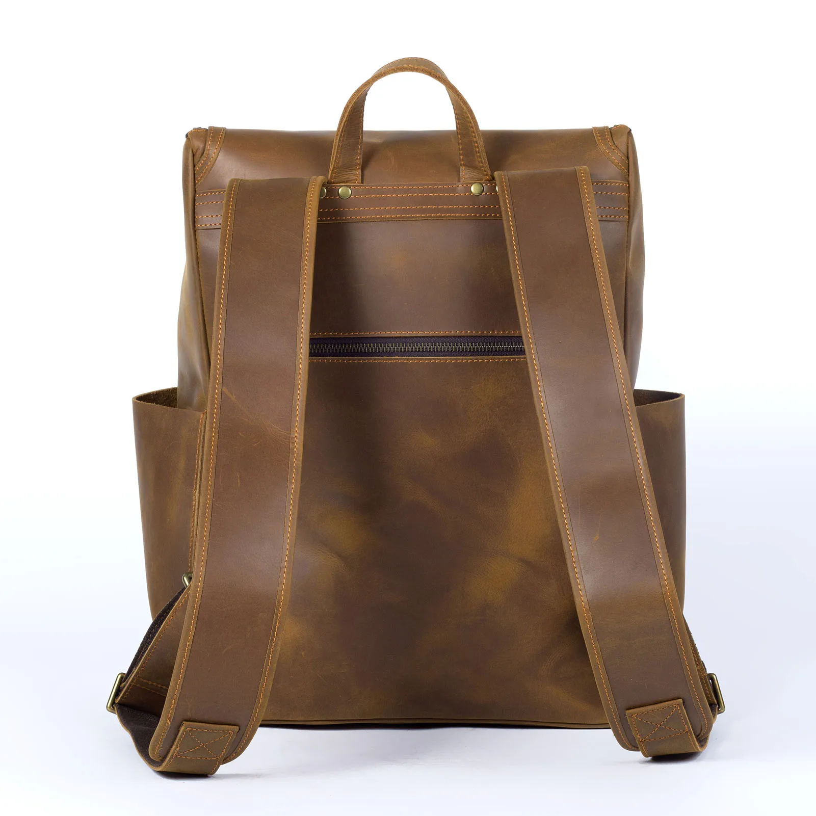 Vintage Echtleder Herrenrucksack Große Kapazität Top-Grain Leder Laptop-Umhängetasche Crazy Horse Tasche Mode für Männer – Detail 25
