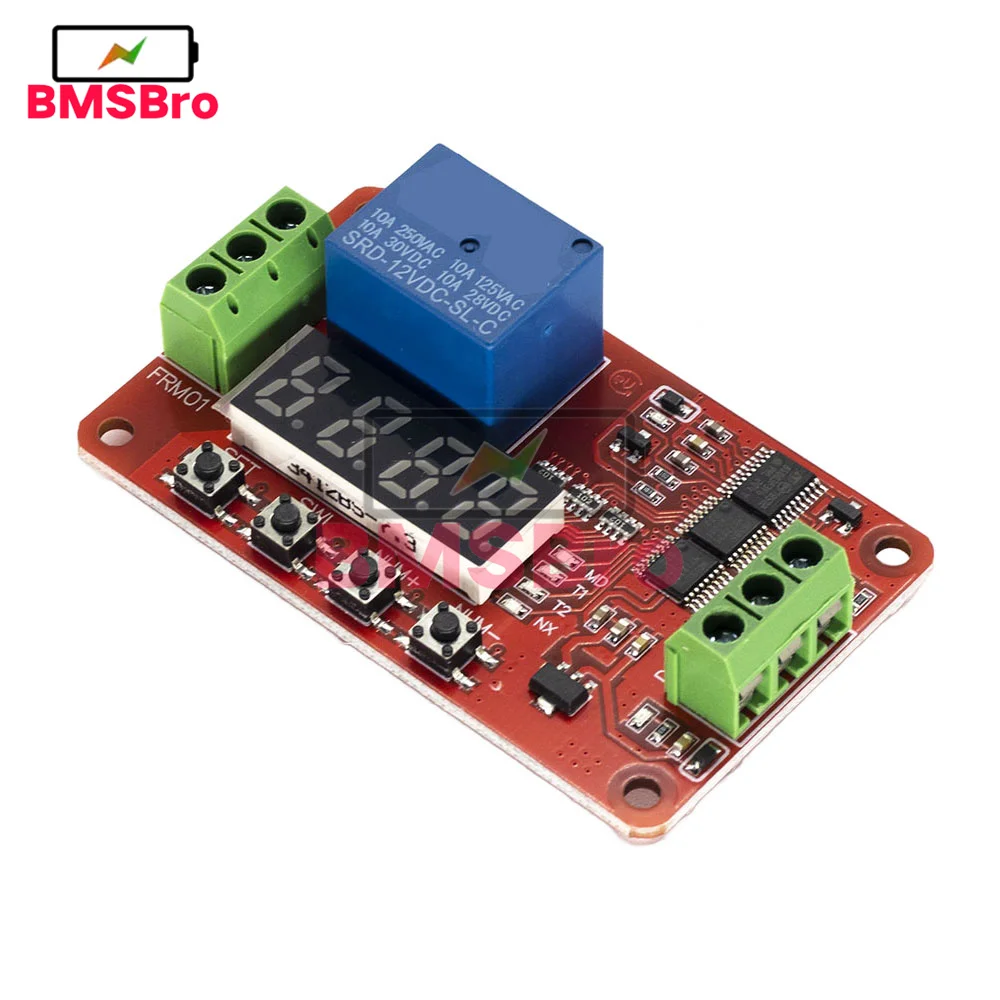 FRM01 LED Digital Time Delay Relé, Multifunções Módulo Temporizador, Loop Delay Timer, Switch Auto-Locking Timing Board, DC 12V, 1CH