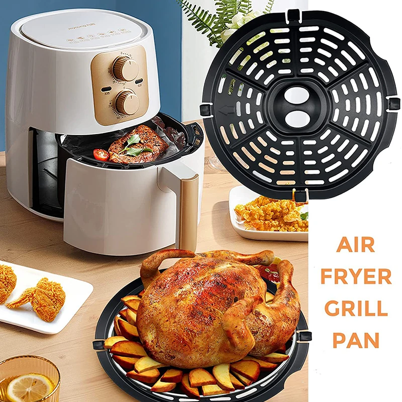 1PC Air Fryer Mats Grill Cooking Pan Rack Round Square Non-Stick Food Separator Cooking Divider Kitchen Air Fryer Accessories