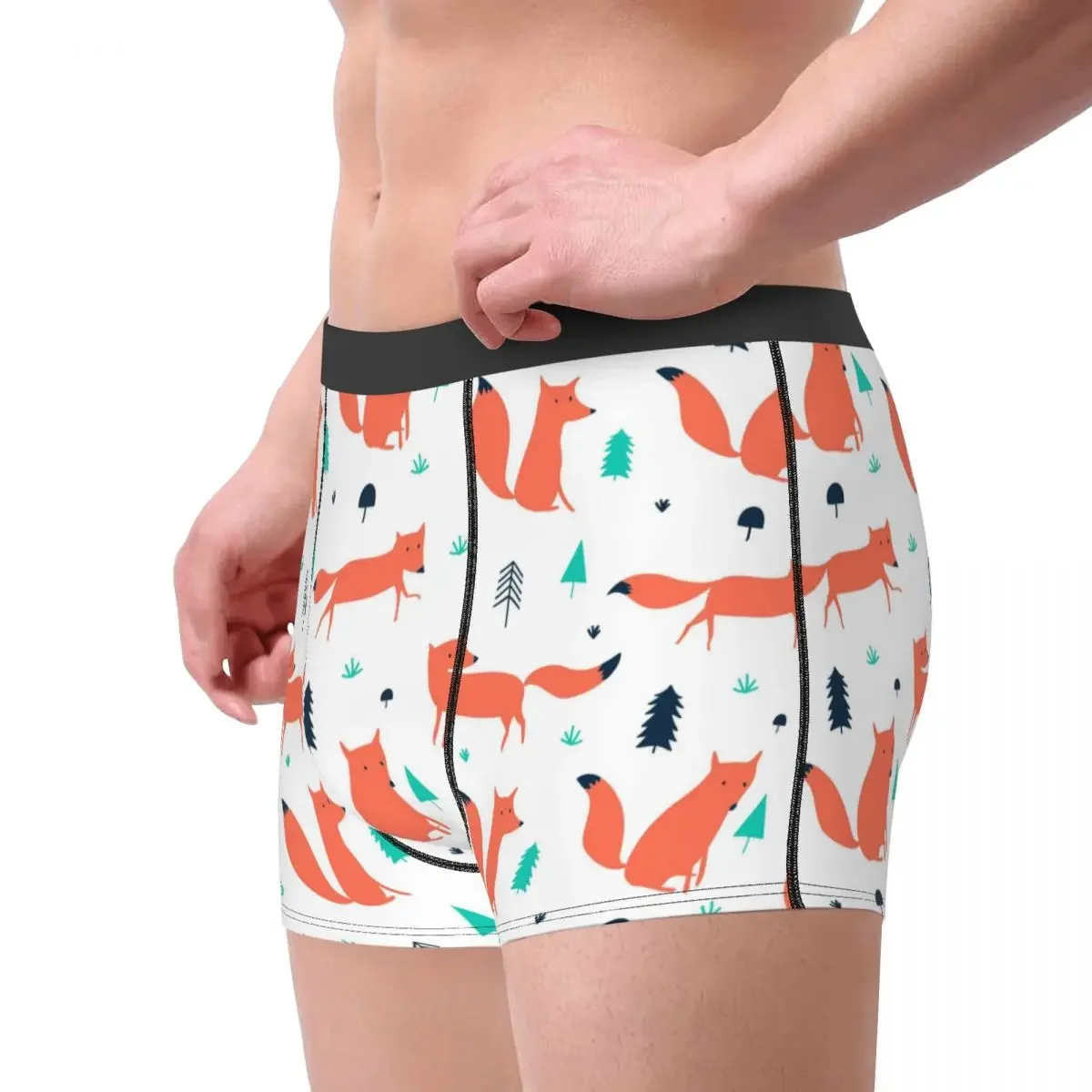 Men's Cute Fox Pattern Animal Boxer Shorts Panties Breathable Underwear Male Humor Plus Size Underpants