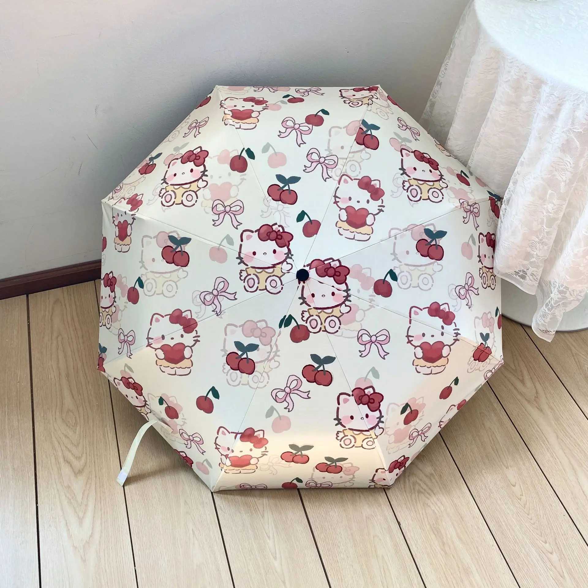 Sanrio Cute Hello Kitty Automatic Umbrella High Appearance Level Rain and Sun Umbrella Sun Protection UV Protection Umbrella