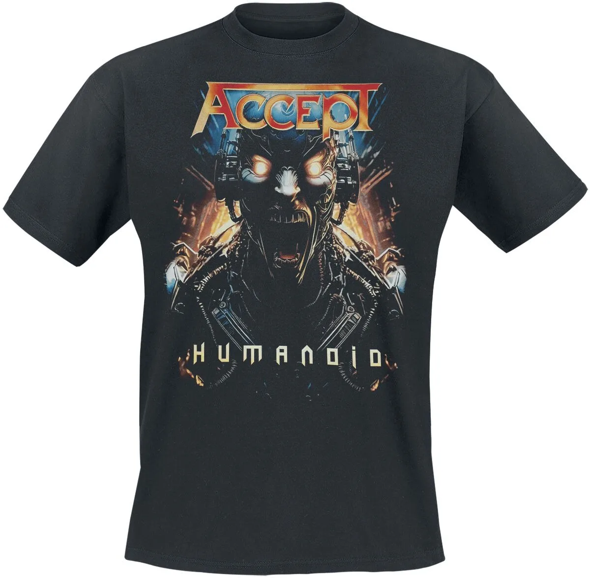 Accept Humanoid Robot Print Black Cotton T-shirt Men Heavy Metal Unisex Tee