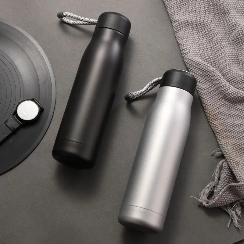 

400/550ml Stainless Steel Vacuum Tumbler, Leakproof Thermal Mug with Carry Strap sports water bottle thermos travel hot bottles