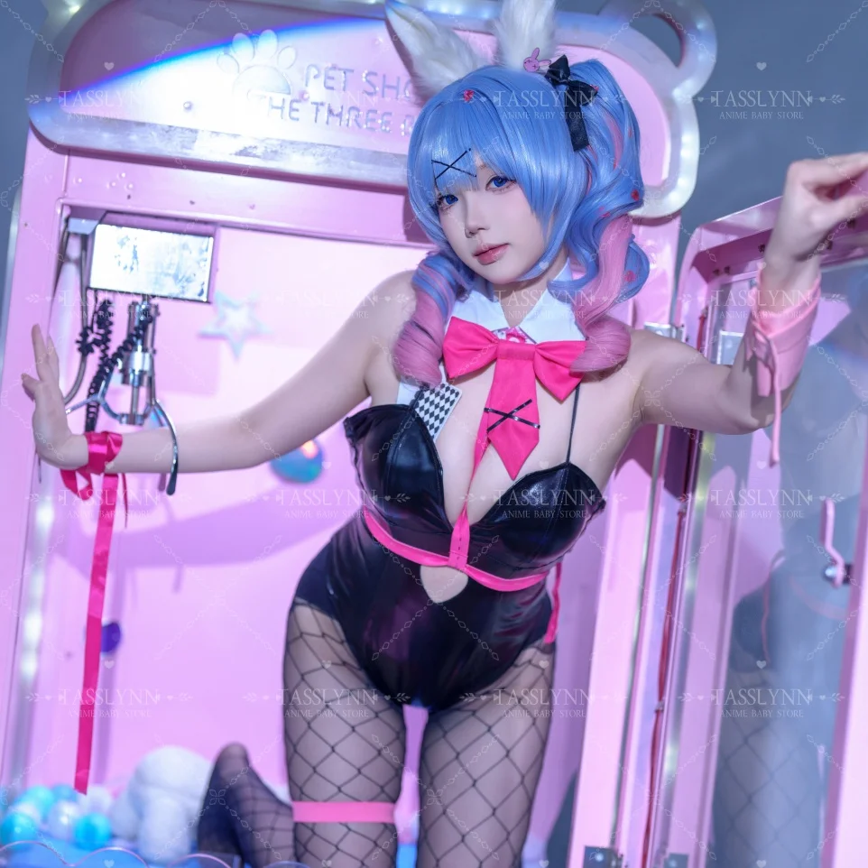 

Mikuu Косплей Розовый костюм кролика Мозаичный рулон Костюмы на Хэллоуин для женщин Костюм кролика с кроличьими дырками для девочек Аниме Косплей Mikuu Bunny