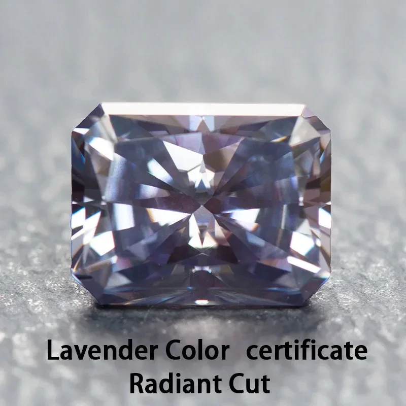 

Moissanite Stone Radiant Cut Lavender ColorCharms Gemstone DIY Advanced Jewelry Making with Certificatee