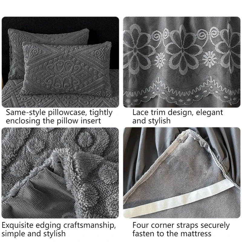 2026 الأميرة نمط الدانتيل تنورة سرير بلون غطاء سرير مفرد أفخم فراش الغطاء الواقي الفراش المنتج Faldón De Cama