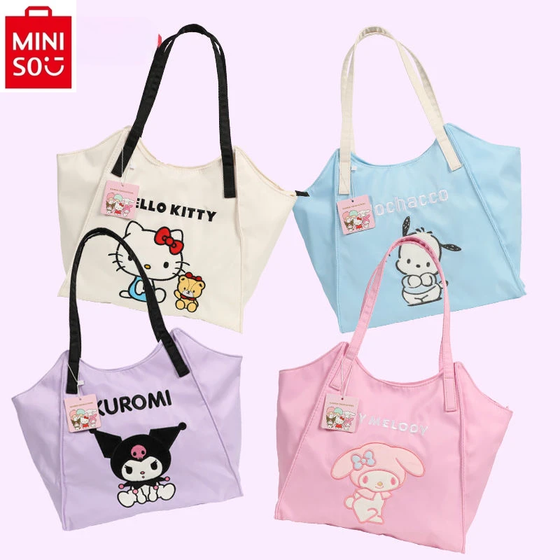 MINISO Sanrio, Hello Kitty Kuromi, Студенческая Милая универсальная ручная сумка через плечо, вместительная сумка для покупок