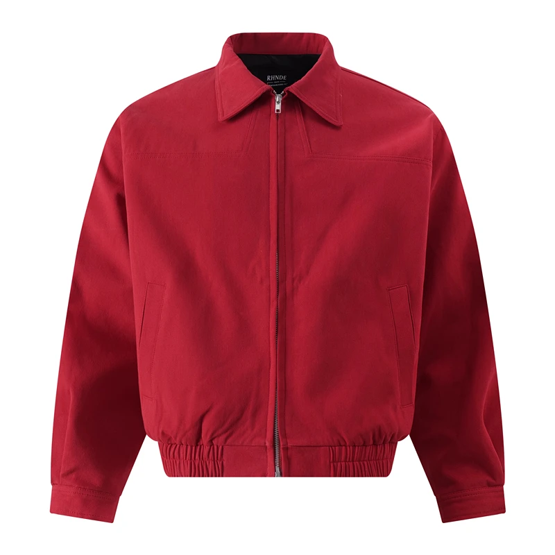 

GXFortune American Sle Red Harrington Work Jaet Men's ort Wide Commute Small Size Outerwear Cotton Long Sve Zipper