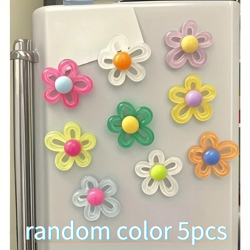 5/10Pcs Cute Cartoon Flower Refrigerator Magnets – Kawaii Kitchen Decor Magnets for Fridge, Whiteboard & Lockers