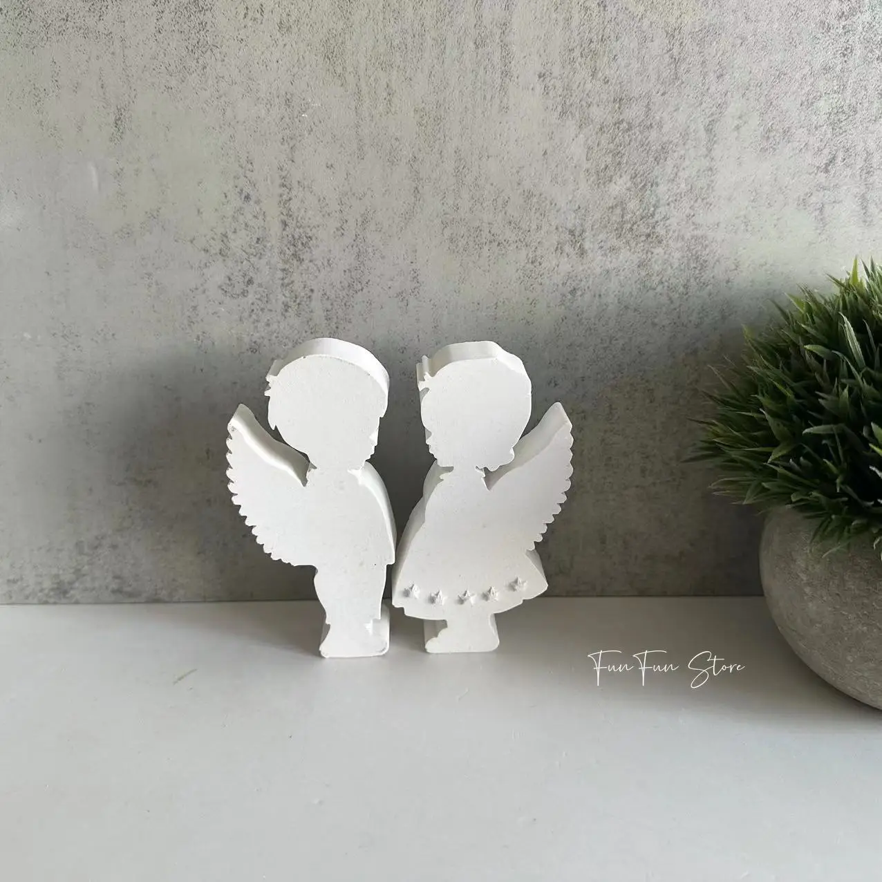 Cute Couple Angel Dwarf Aromatherapy Candle Plaster Decoration Silicone Mold Diffuser Stone Angel Candle Making Tool Home Decor