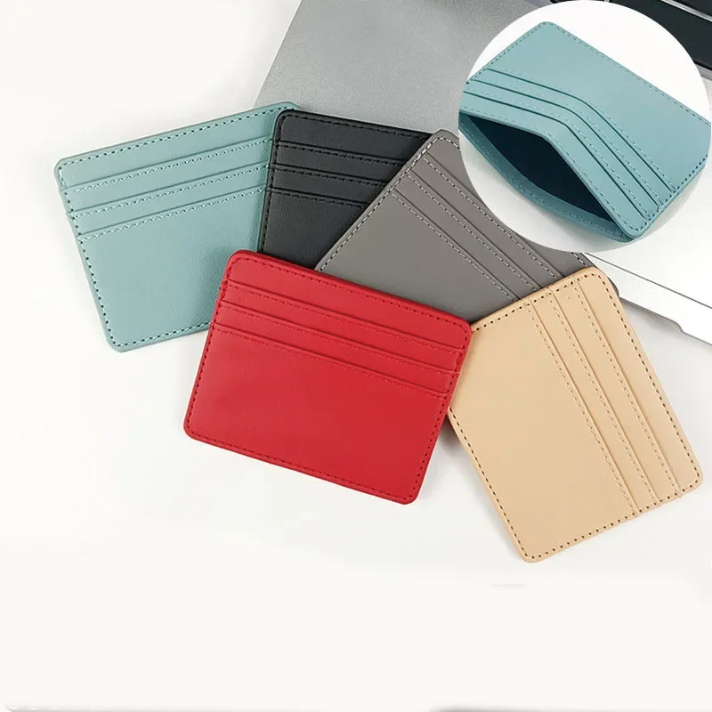 

4 Slots Cardholder Ultra-thin PU Leather Mini Wallet Slim Bank Credit Card Holder Men's Business Small ID Case for Women Purse